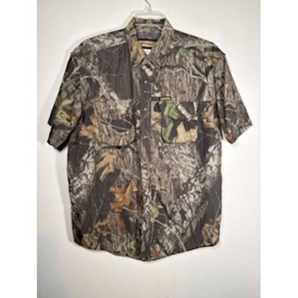 REMINGTON Hunting Shirt Large Camo Mossy Oak Break Up Short Sleeve Outdoor